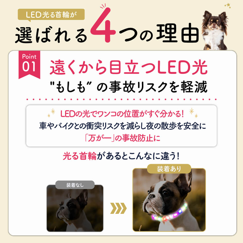 【ドッグトレーナー監修】犬専用LED光る首輪