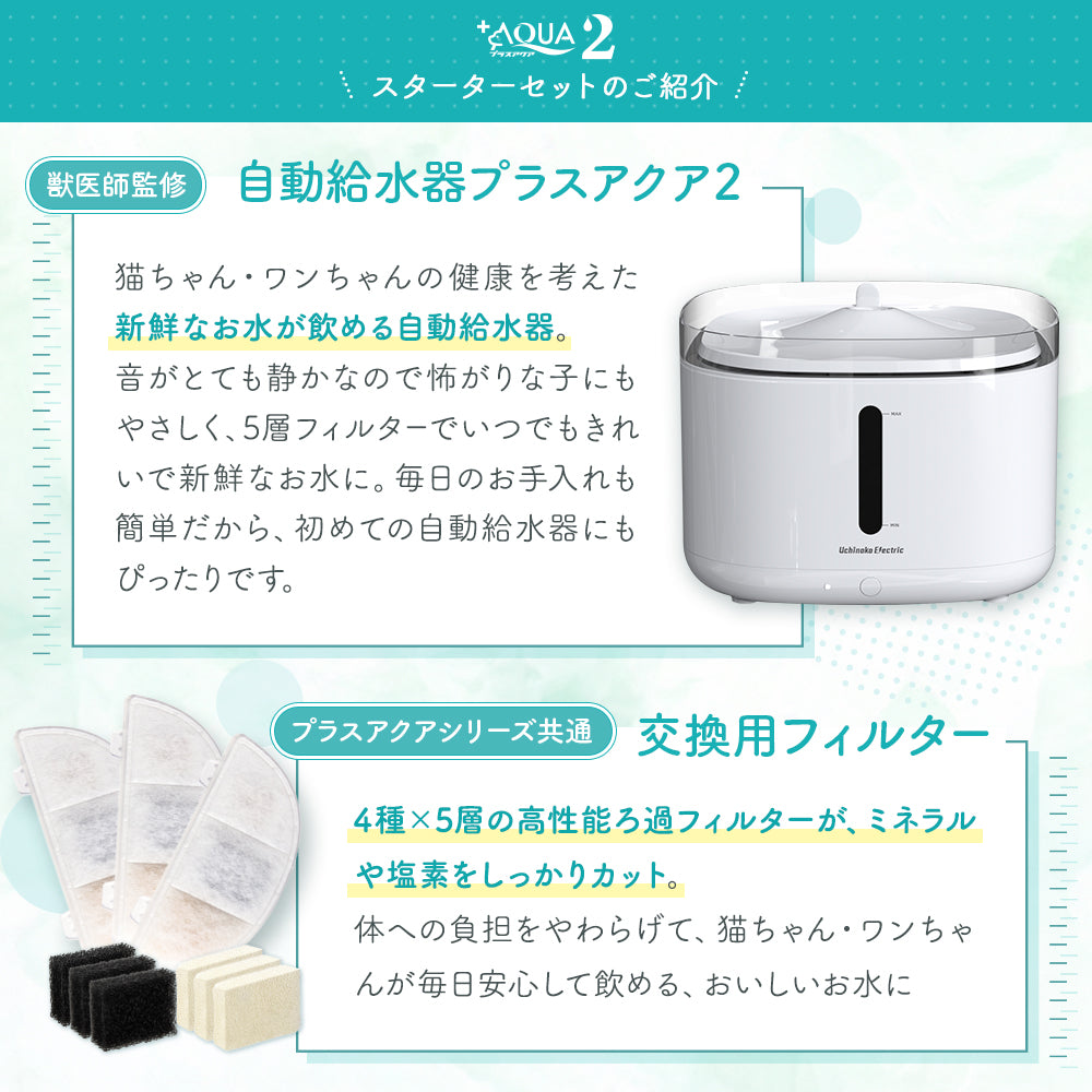 獣医師監修】自動給水器プラスアクア2スターターセット – うちのこ