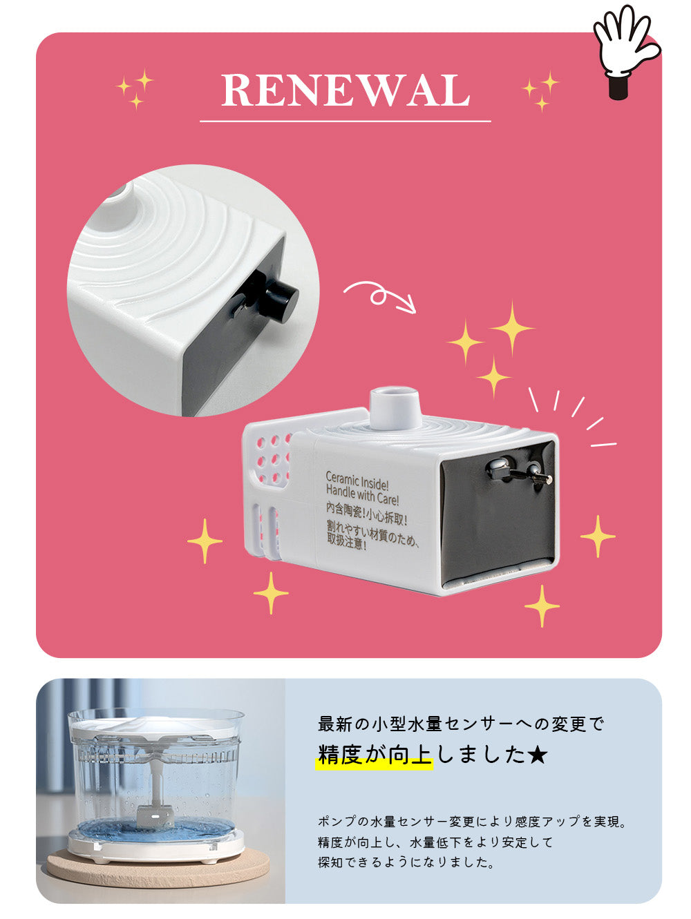 プラスアクア専用 猫＆犬用 循環浄水給水器用 コードレスポンプ – うち