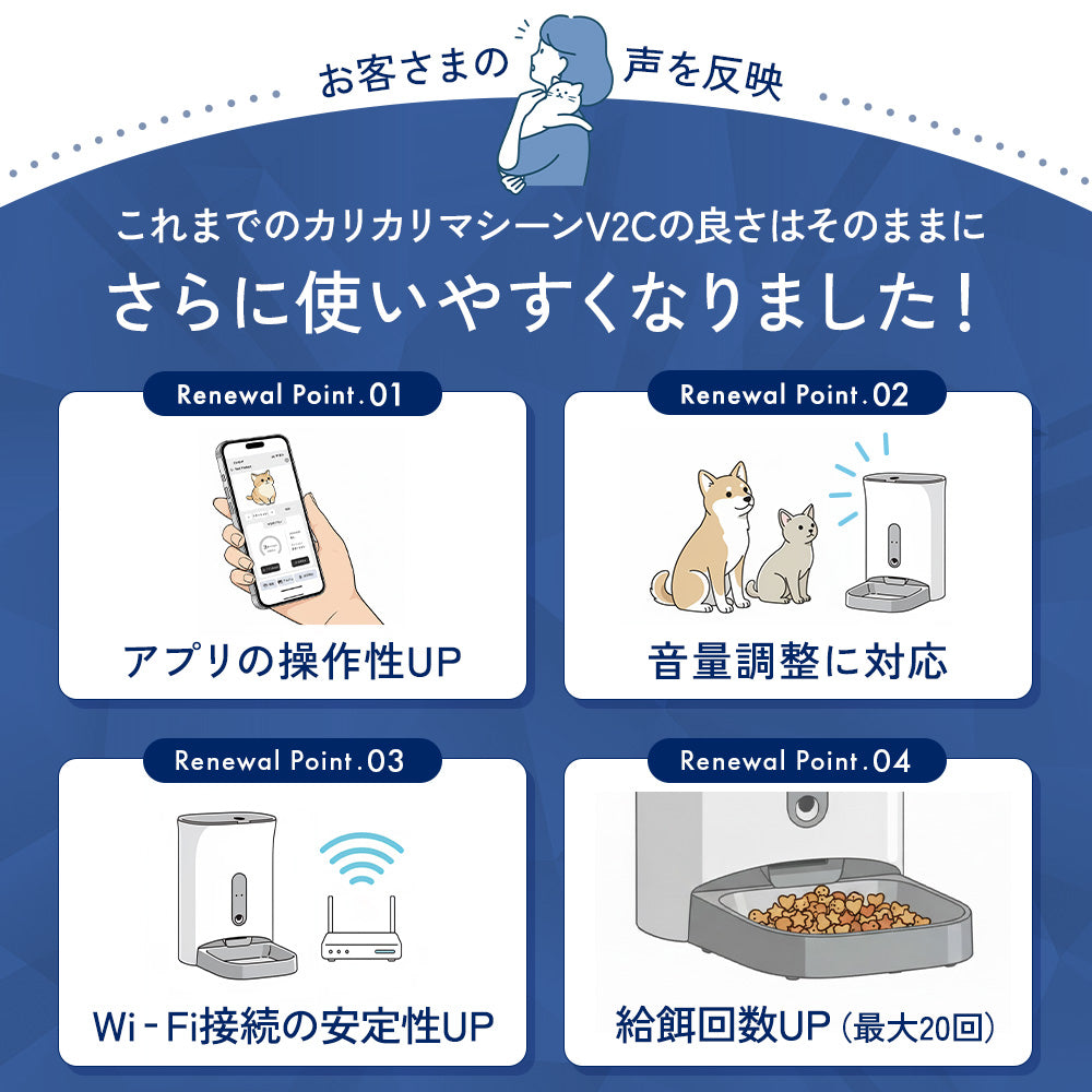 【獣医師監修】カリカリマシーンV2C Plus/スマホ連動型自動給餌器